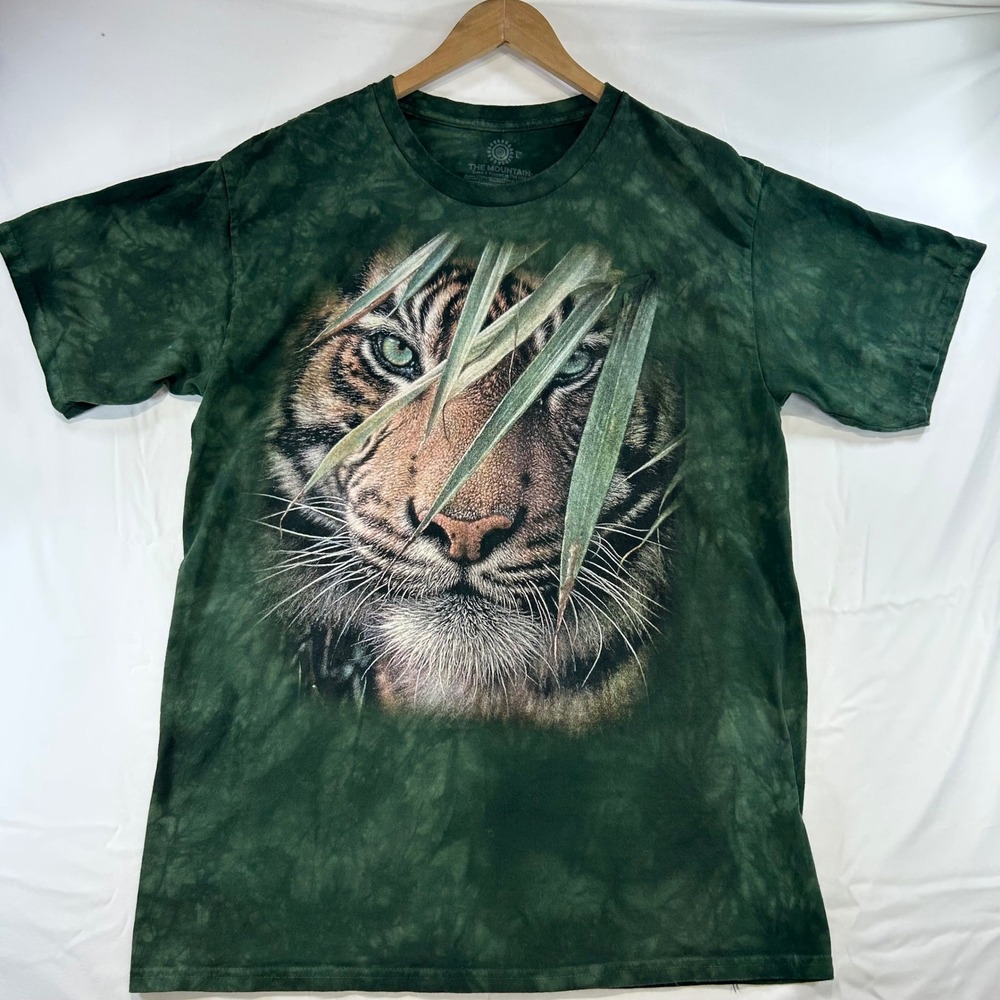 Naturecore The Mountain San Diego Zoo Tiger Graphic T-Shirt Large Green Tie Dye